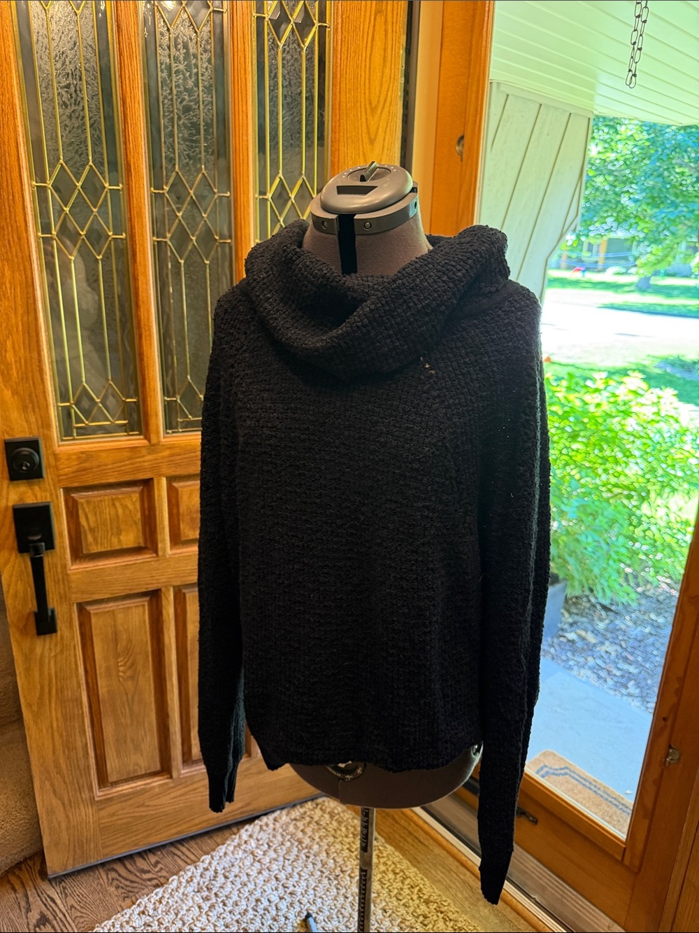 Free People Black Cowl Neck Turtleneck Sweater